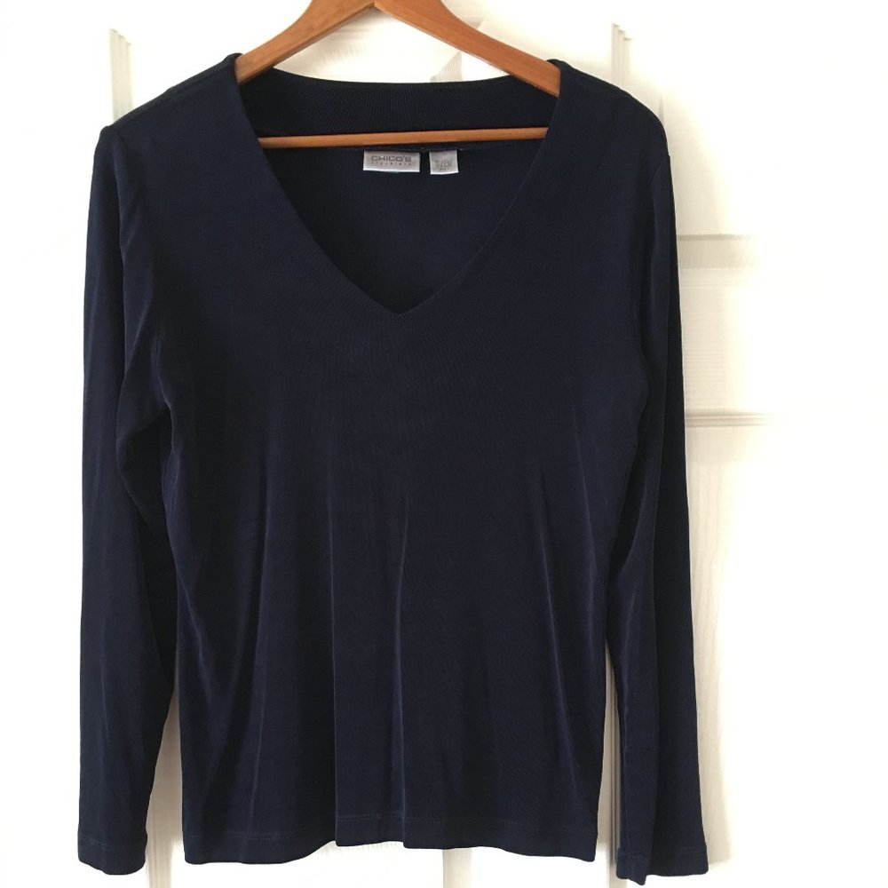 Chico's Slinky Navy Long-Sleeved Tunic
